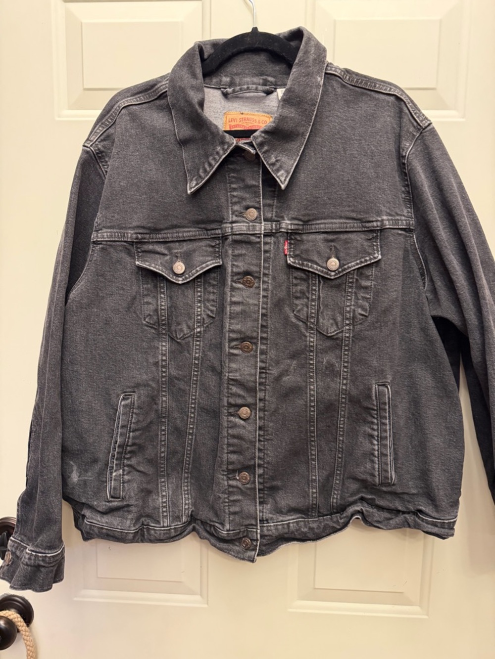 Levi's Dark Grey Washed Denim Fringe Jean Jacket